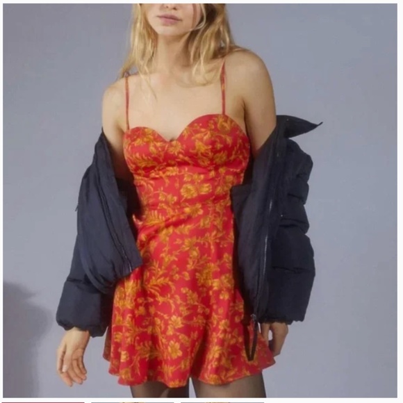 UO Lightweight Bustier Mini Dress Sweetheart Red Small S - Picture 1 of 6